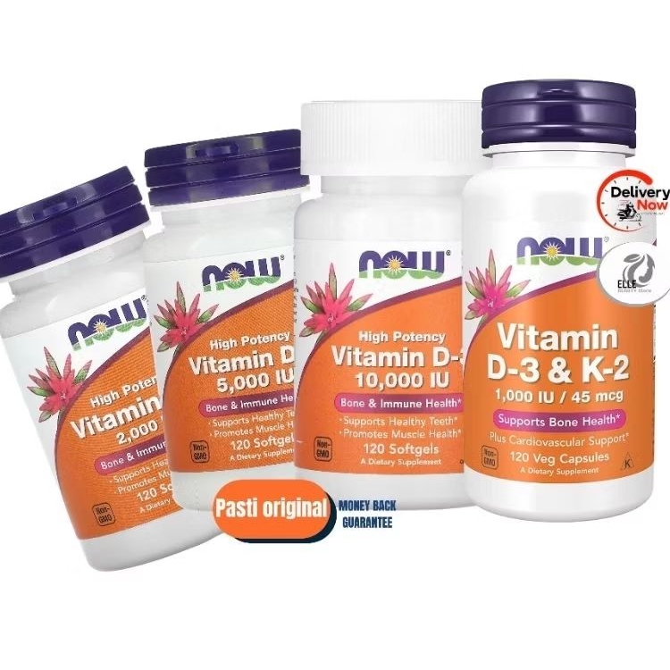 NOW VITAMIN D3 2000 ui, D3 5000 ui ,D3 10000 ui, D3K2 1000 ui ( Garansi Ori )