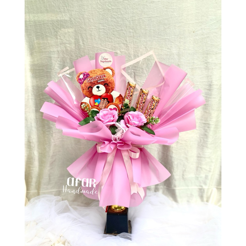 Buket Silverqueen Beruang/Buket Valentine/Buket Cokelat Silverqueen/Gift valentine