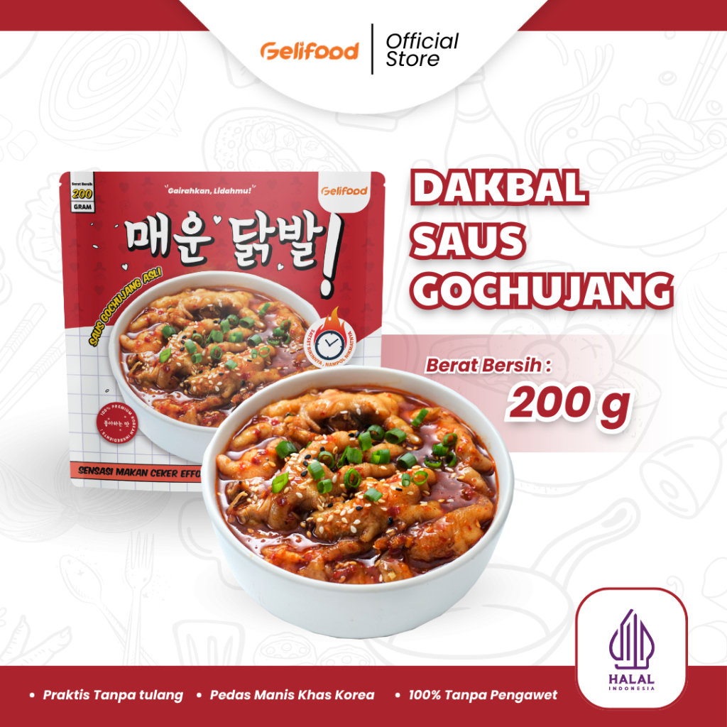 

Gelifood - Dakbal Ceker Tanpa Tulang Saus Gochujang Makanan Khas Korea Instan 200gr