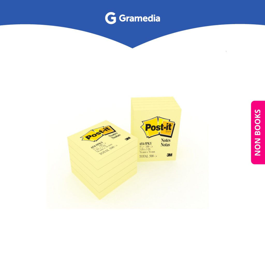 

Gramedia Surabaya - 3M POST IT 654-5 CY NOTES YELLOW 3X3 5PADS / PACK