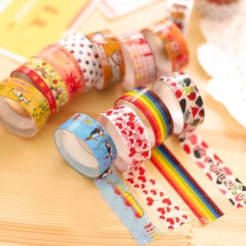 

(1Slong:10Pcs) ISOLASI KADO FANCY SELASIBAN KADO FANCY Selotip FANCY ISOLASI 1/2 Inci Murah Cello TAPE Fancy