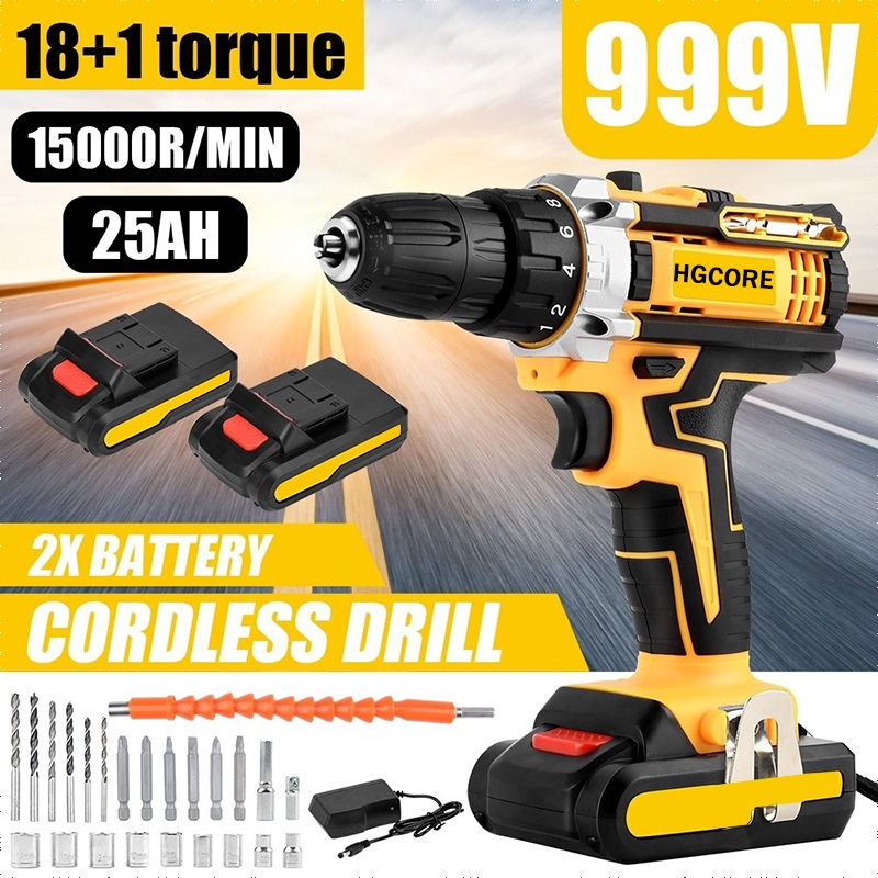 999VF Mesin Bor Baterai Tangan Cordless Drill Battery/Bor Cordless Power Drills Kit/Dengan 2 Baterai