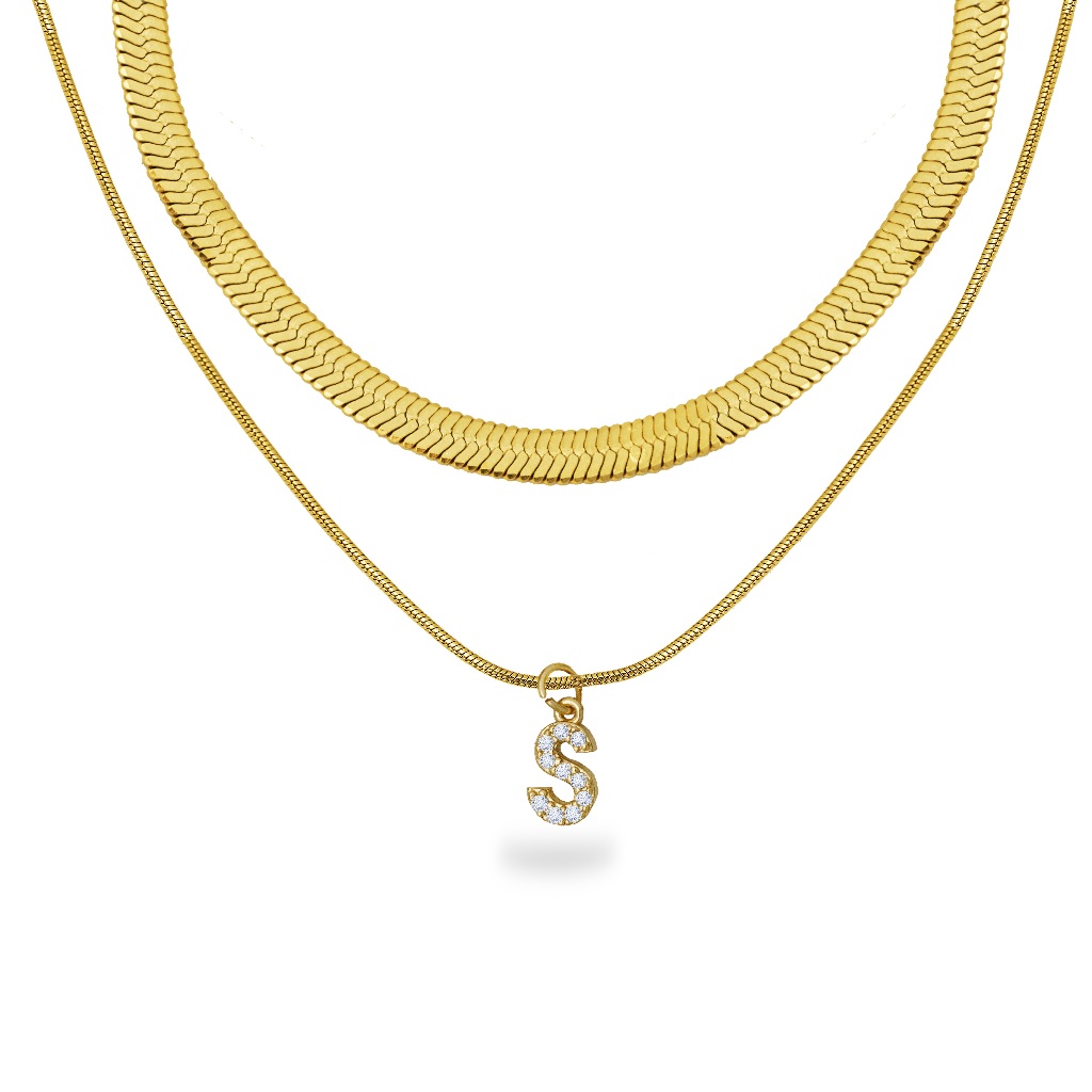 Dear Me - Layering Alphabet Necklace N-Z (Titanium & 18K Gold Plating) Kalung Huruf Wanita Lapis Ema