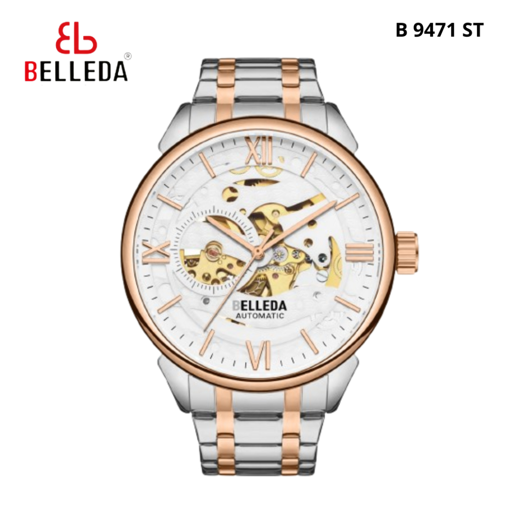 Jam Tangan Pria Belleda 9471 Automatic Stainless Steel Original Anti Air 3Atm Belleda Officail