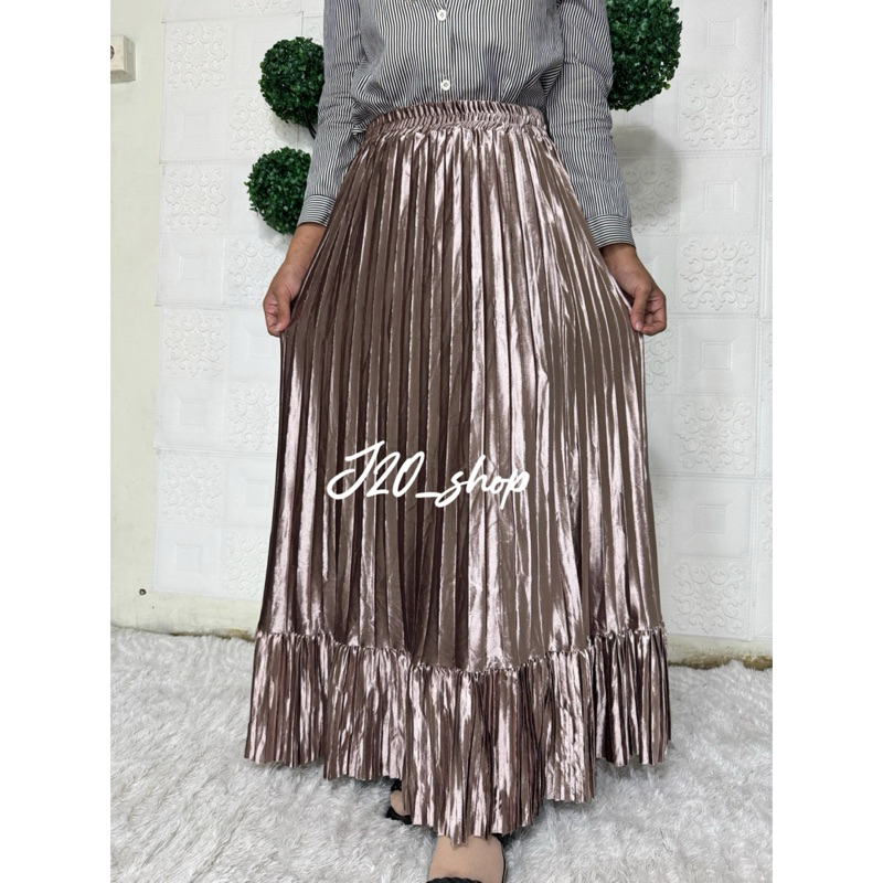 Rok Plisket Beludru Rimpel Bawah import - Rok plisket Velvet rimpel bawah - rok plisket beludru umpa