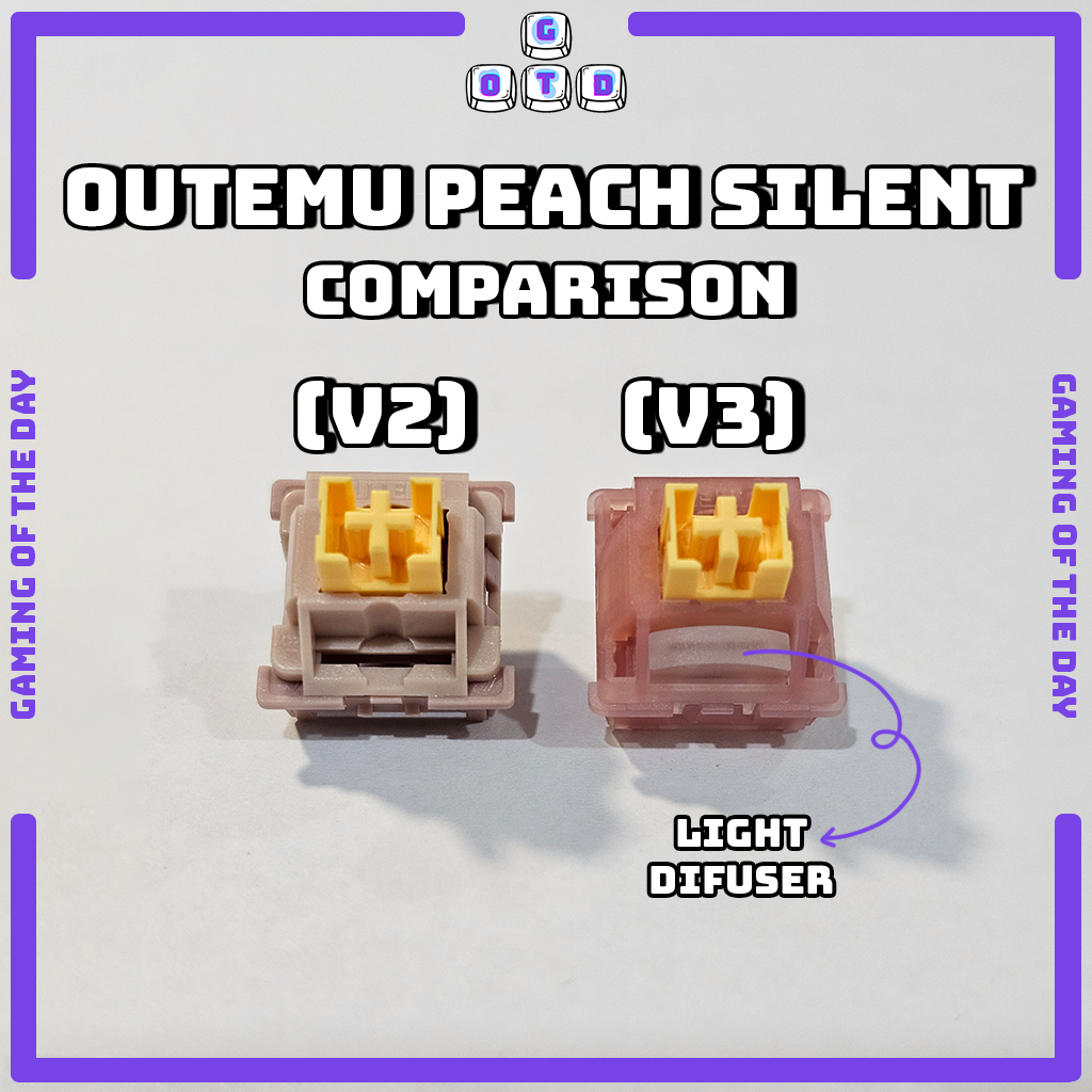OUTEMU Peach Silent Linear V3 5 pin PCB mount Factory Lubed Mechanical Switch by GOTD