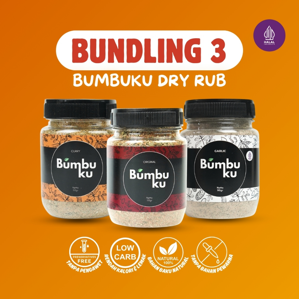 

Bumbuku [BUNDLING 3 BUMBU] Healthy Dry Rub Bumbu Marinasi Rendah Kalori Segala Jenis Makanan