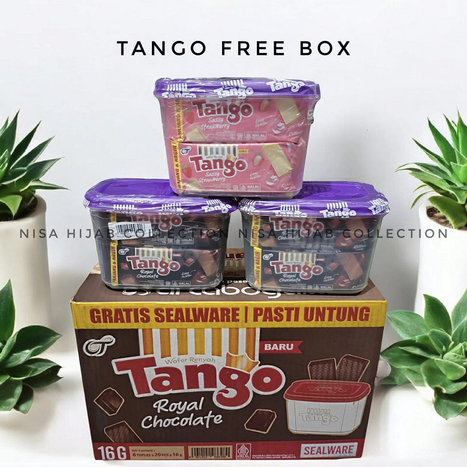 

1 Toples isi 20pcs Tango 16gr Wafer Rasa Coklat Vanila Kemasan Sealware