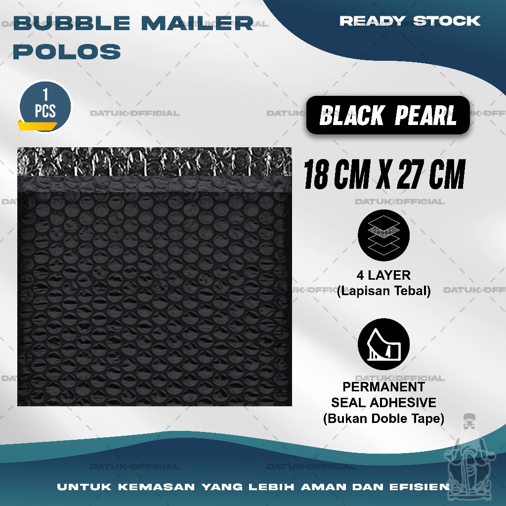 

Plastik Packing BUBBLE MAILER Hitam Kantong Polybubble Amplop Bubble Envelope Polymailer Olshop Polos Ukuran 18X27