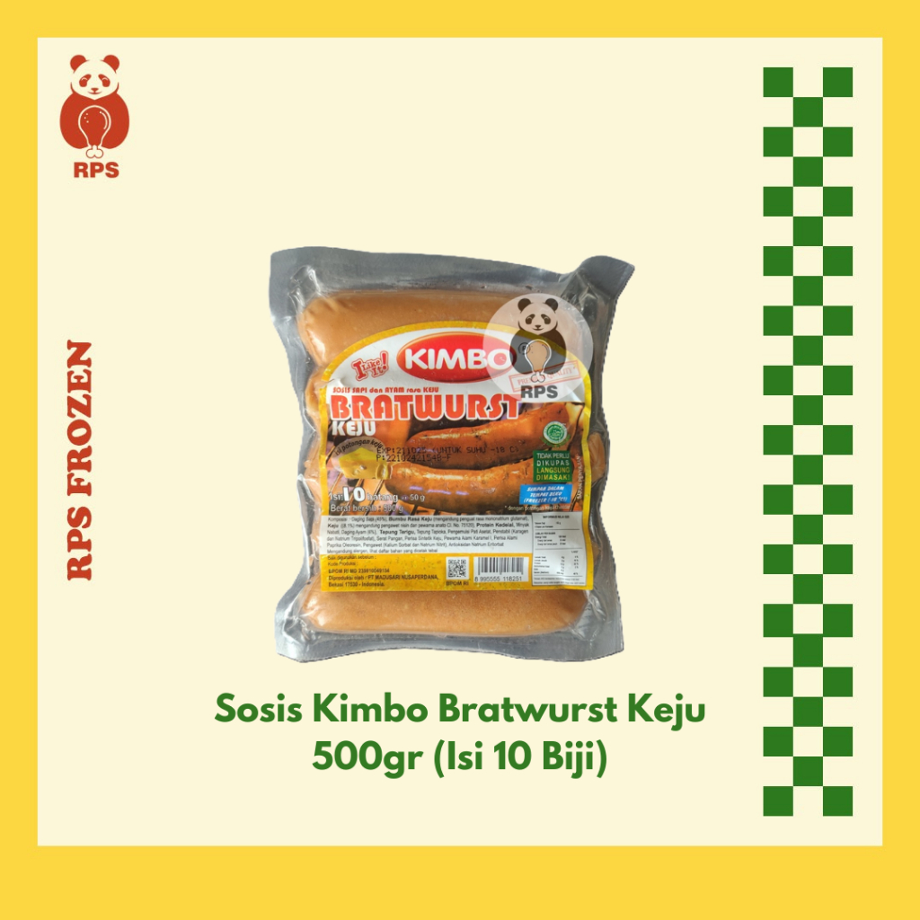 

Kimbo Sosis bratwurst keju 500gr (Isi 10 Biji), sosis keju, sosis kimbo