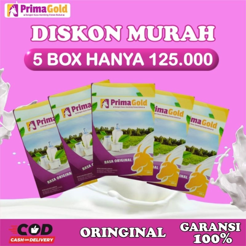 

PAKET HEMAT 5 BOX PRIMAGOLD/ PRIMA GOLD SUSU KAMBING ETAWA BUBUK ORIGINAL MURAH ATASI SESAK NAFAS NYERI SENDI TULANG LUTUT PUNGGUNG REUMATIK