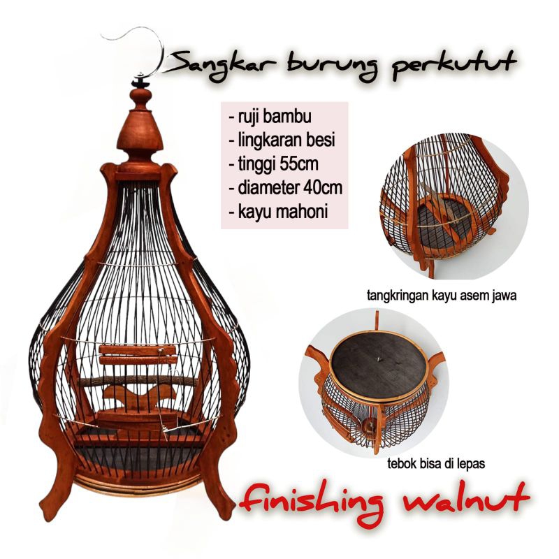 Sangkar burung perkutut motif bawang full kayu