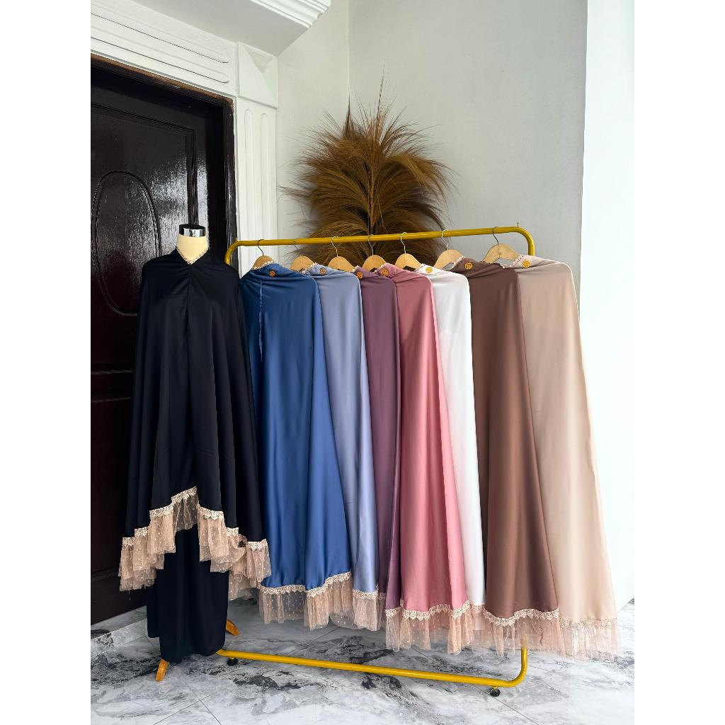 SHC | ZAHIRA MUKENA 2in1 Silk Mukena Wanita Dewasa Renda Jumbo Mukena Traveling Mukena Kekinian