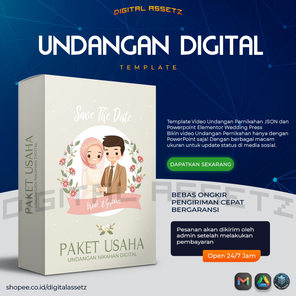 [W126] Template WEDDING WordPress JSON Elementor dan Powerpoint - Landing Page Video Undangan Pernik