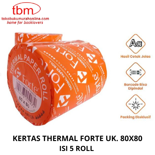 

TBMO PACK Kertas Thermal Isi 5 Roll / [Forte] Kertas Thermal Struk Roll Kasir 80x80