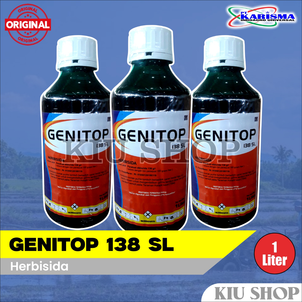 Grosir / GENITOP 138 SL - 1 Liter / Herbisida Gulma Kelapa Sawit / Parakuat Diklorida