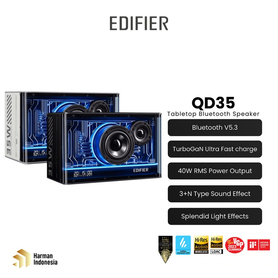 SPEAKER EDIFIER QD35 TABLETOP BT BLUETOOTH USB AUX RGB HOME QD 35 OFFICE GAMING QD-35
