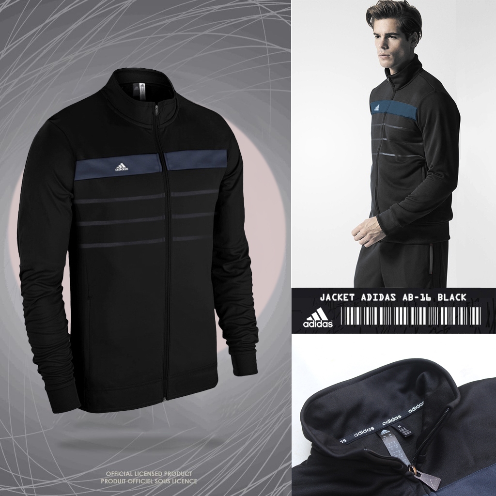 ADIDAS TRAINING JACKET AB-16 (BLACK) | JAKET PRIA GRADE ORIGINAL | JAKET OLAHRAGA TERBARU