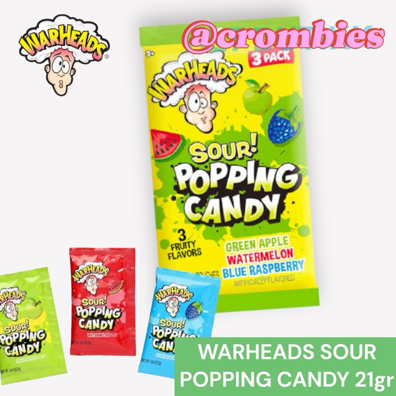 

WARHEADS SOUR POPPING CANDY USA 21 GR | 3 FRUITY FLAVORS | PERMEN WARHEAD