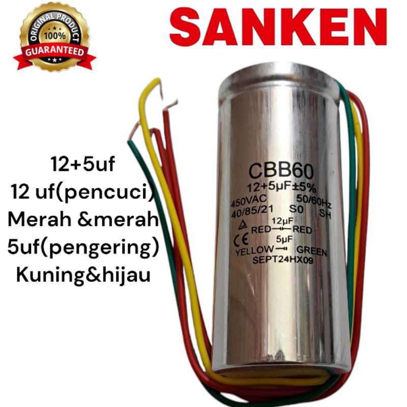 KAPASITOR CAPASITOR MESIN CUCI 2 TABUNG SANKEN TYPE TW-8660EPK ORIGINAL