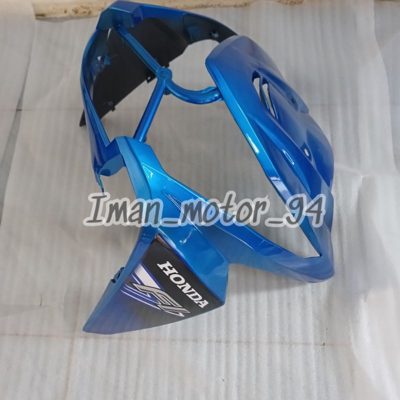 Tameng lampu depan beat fi lama 2013-2014 biru plus striping
