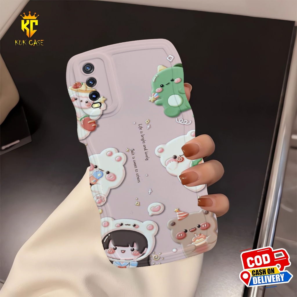 Case Gelombang VIVO Y20 / Y12S  Motif Aesthetic Bahan Softcase silicon Lentur - Skin / Casing Handpo