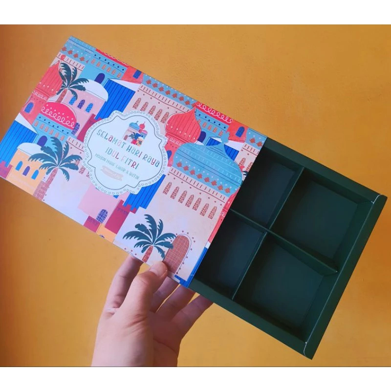 

5 pcs dus edisi eid mubarak kemasan brownies mini box hampers sekat 6 motif idul fitri