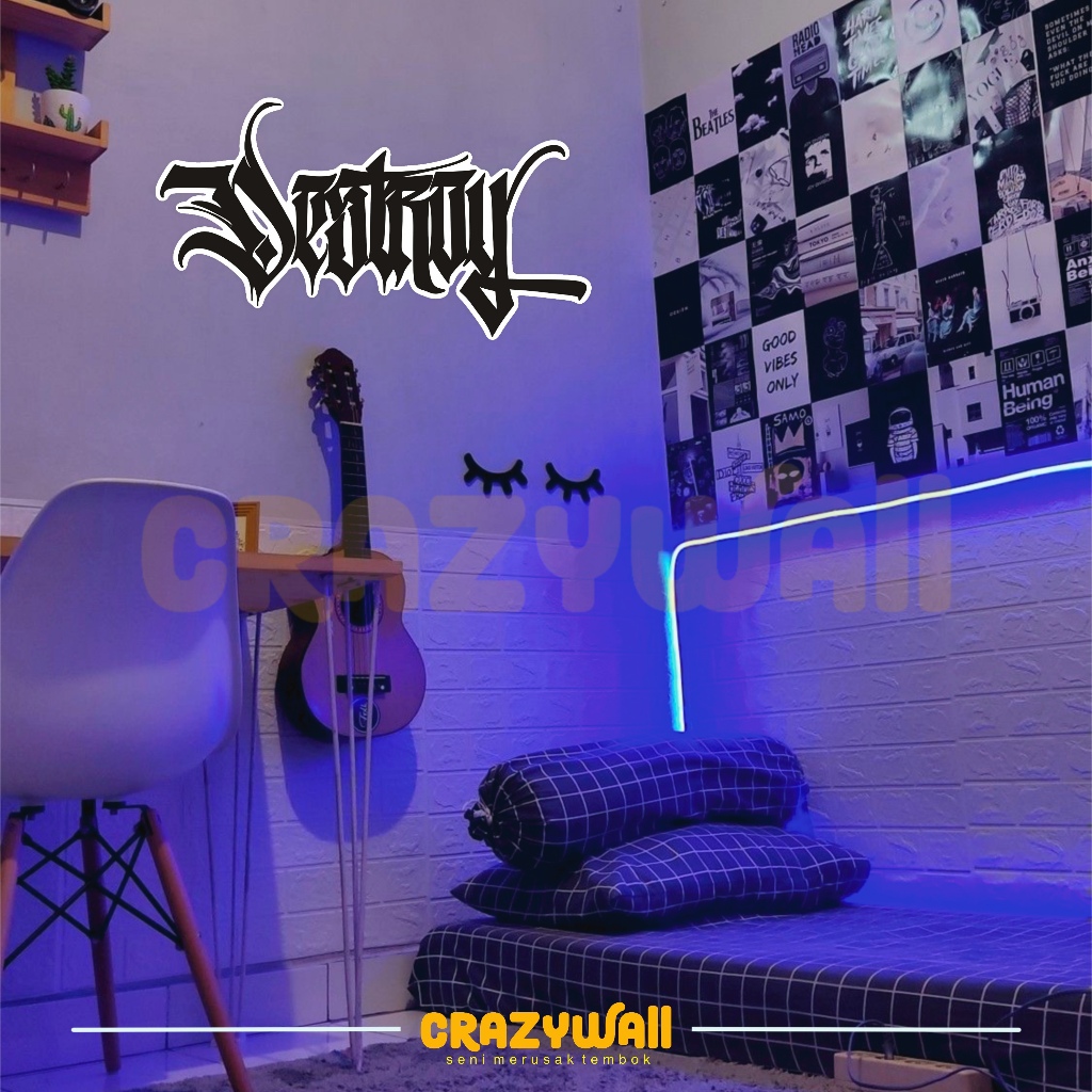 Hiasan dinding lettering Metal “DESTROY“ wall decor aesthetic kamar cewek kamar cowok
