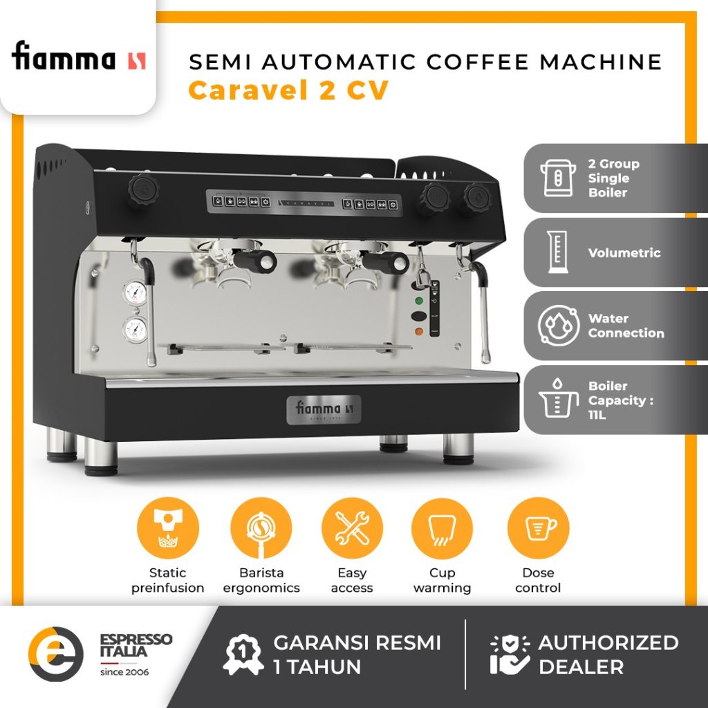 FIAMMA - CARAVEL 2 CV - Mesin Kopi Esrpresso 2 Group Volumetric