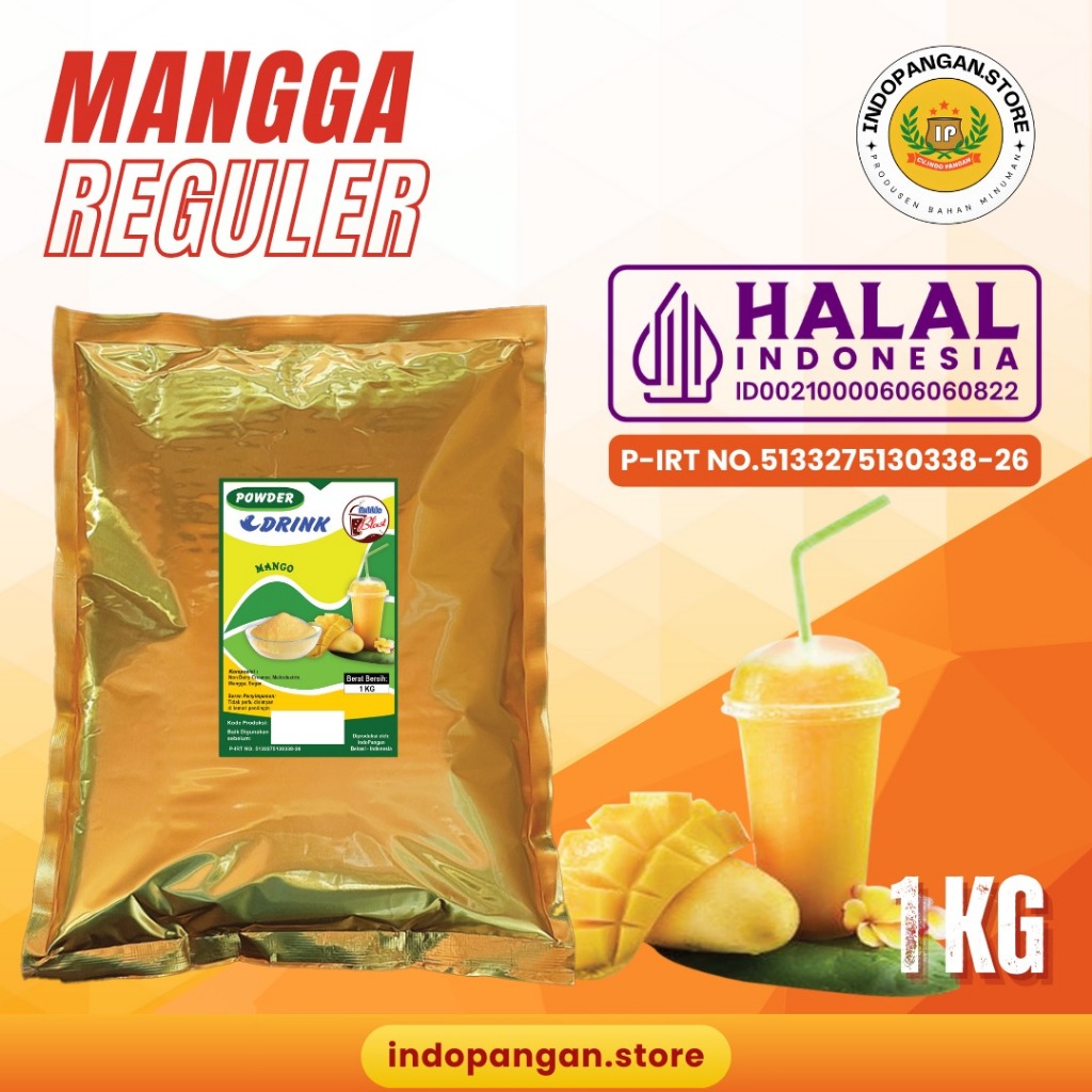 

Powder Rasa Mango 1 Kg (Mix gula) Kemasan Foil - Bubuk Minuman Rasa Mangga 1 Kg