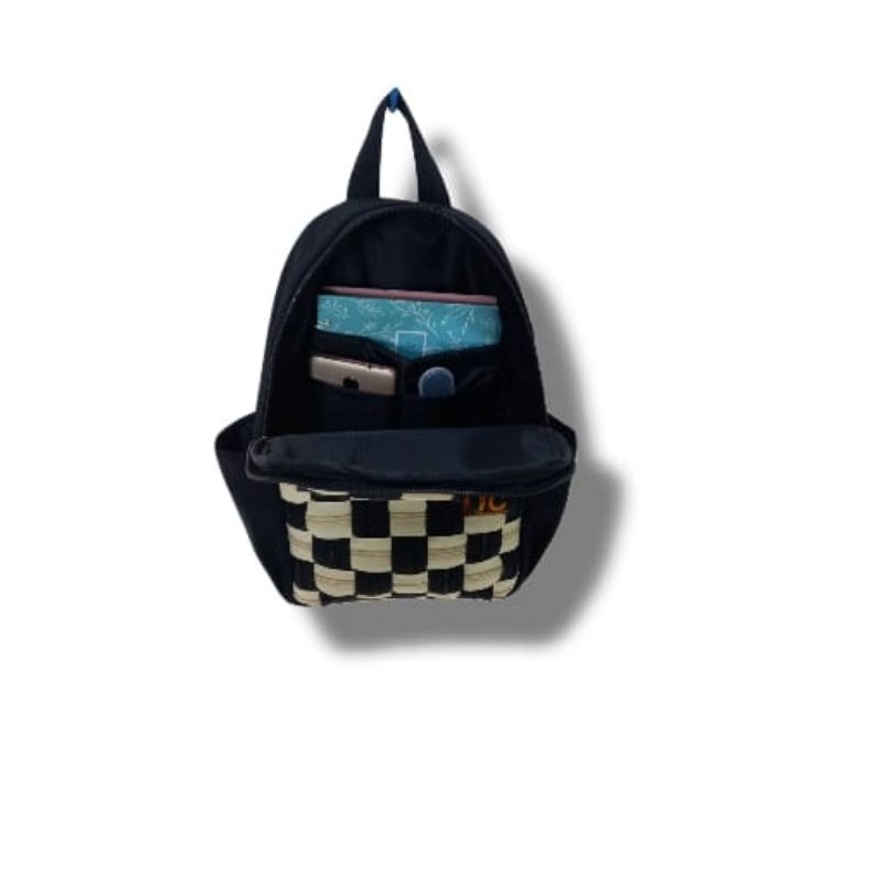 Tas Ransel Kotak-Kotak Hitam Putih