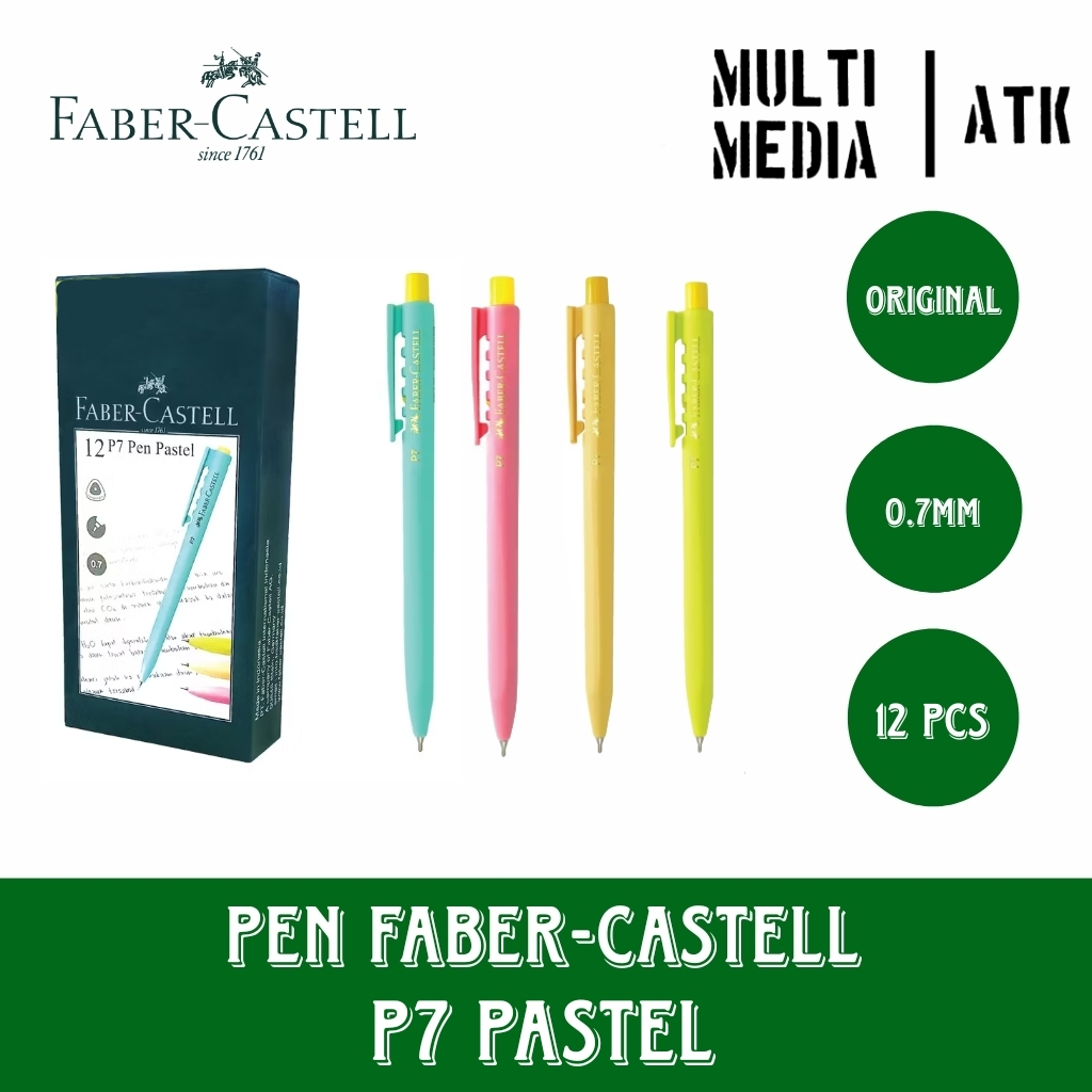 

Faber-Castell Ballpoint Pen P7 Pastel 0,7 Black Ink Isi 12