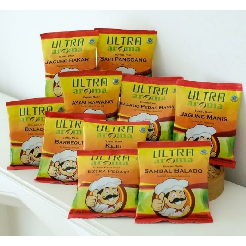 

Bumbu Tabur Ultra Aroma BBQ, Keju, Balado ,Jagung Bakar, Jagung Manis Kemasan Sachet 100 gram Per Pcs