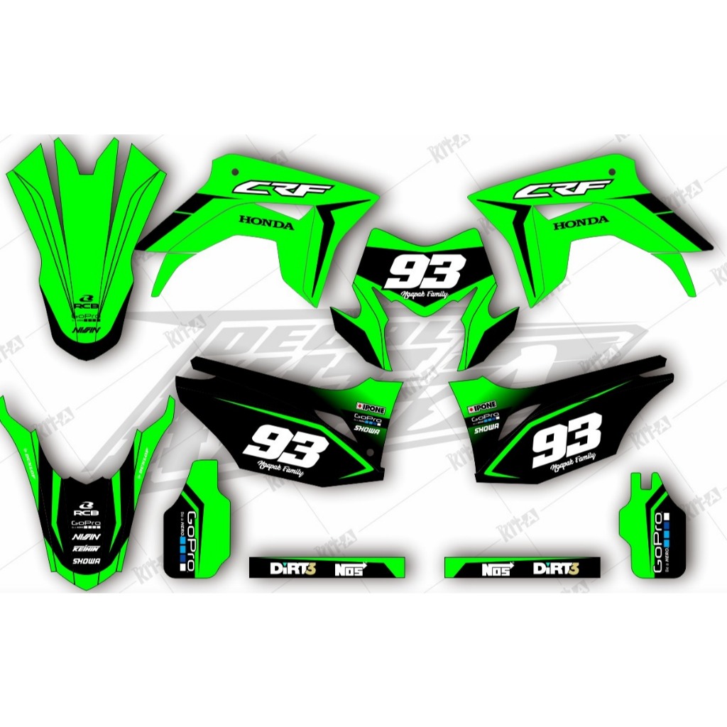 Decal Sticker Honda CRF150L Fullbody Desain hijau hitam Dekal Striping CRF 150l