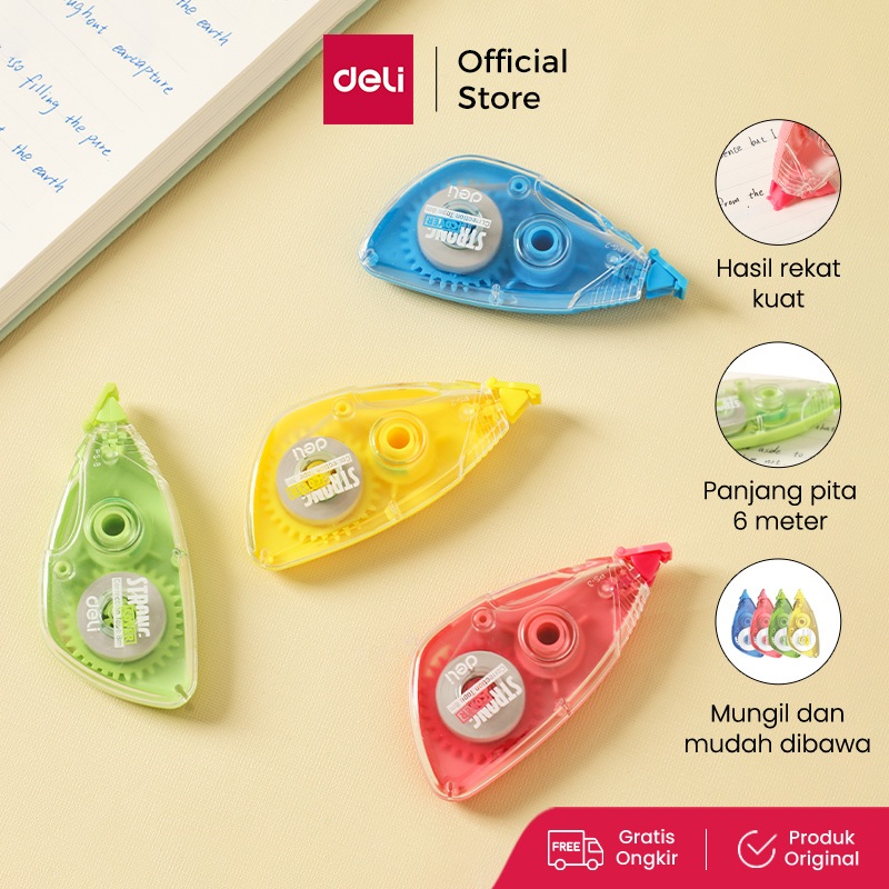 

Deli Pita Koreksi / Correction Tape 6meter Daya Rekat Kuat E8110A