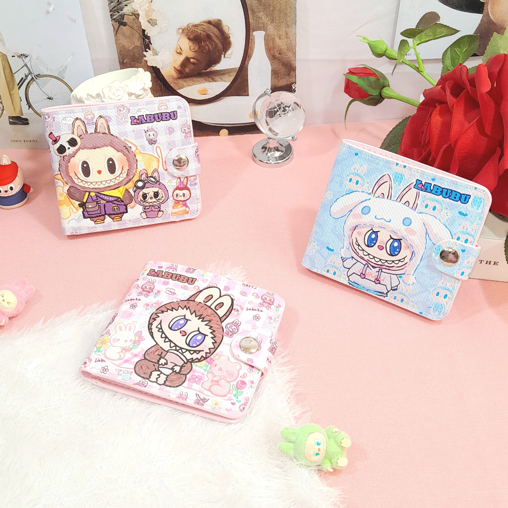 Dompet Lipat LABUBU Cute Lucu Bahan Kulit Sintetis Ready 3 Variant Warna / Dompet Labubu Model Lipat