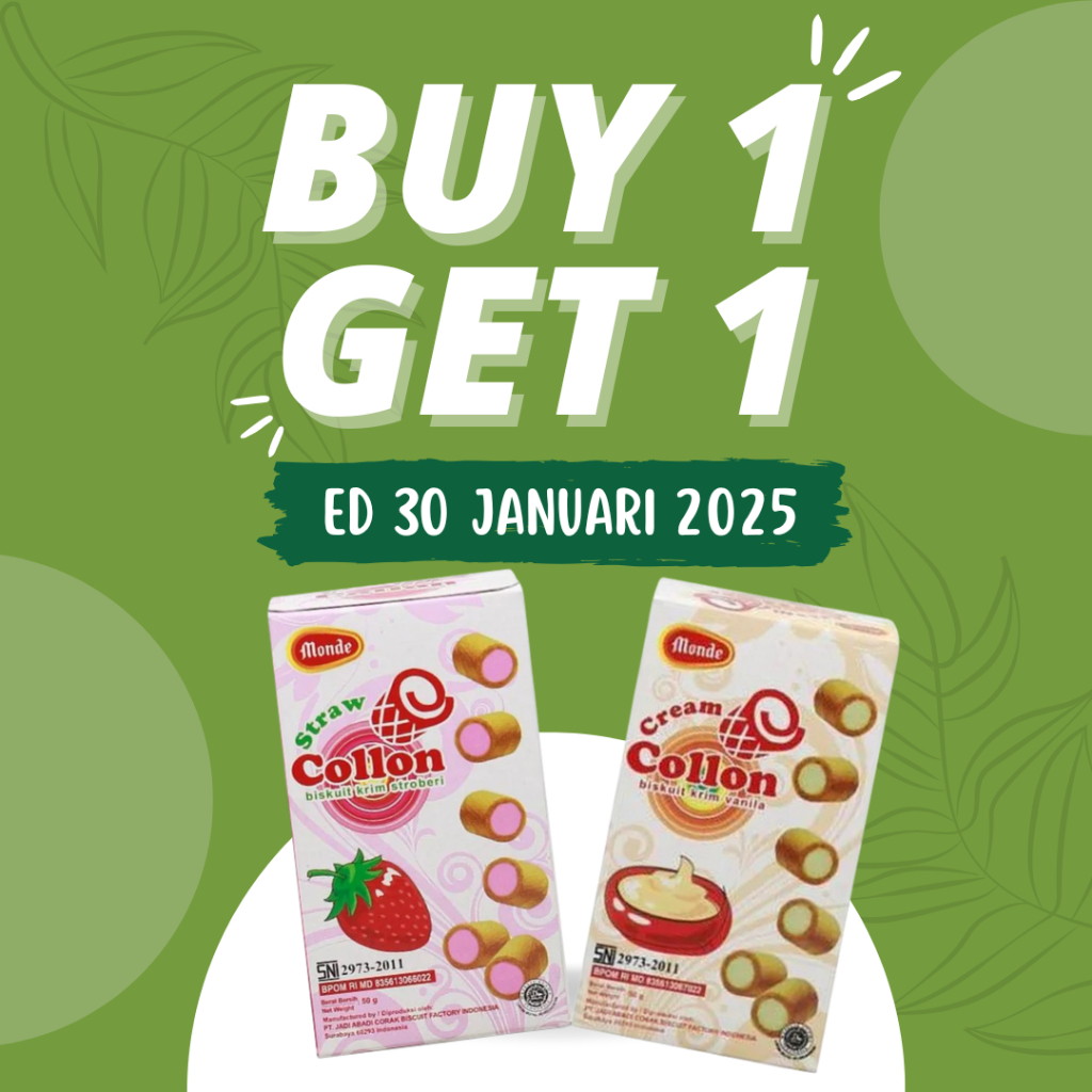 

BUY 1 GET 1 FREE EXP 06 FEBRUARI 2025 Monde Collon Biskuit Krim Stroberi