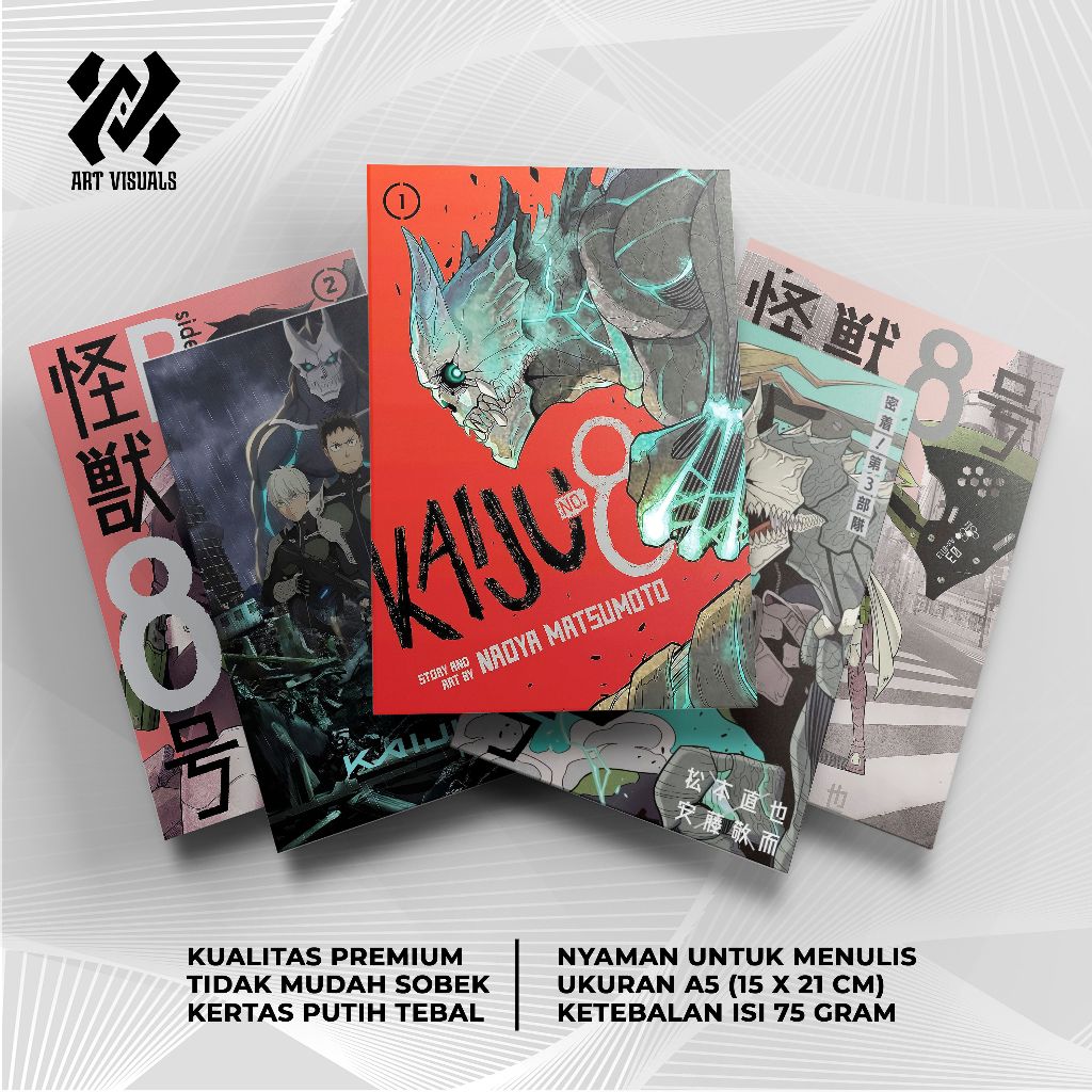 

Buku Tulis Custom Tema Anime Kaiju No.8 Terlengkap Termurah Model Bebas Pilih Foto / Buku Tulis Sekolah / Buku Catatan