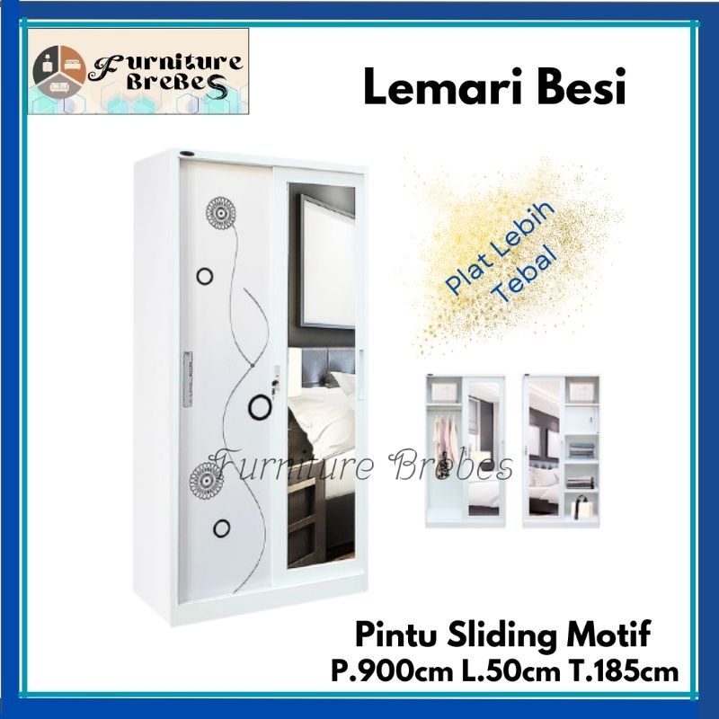 Lemari Pakaian 2 Pintu Besi Sliding Cermin Minimalis Termurah Tegal Cirebon Brebes