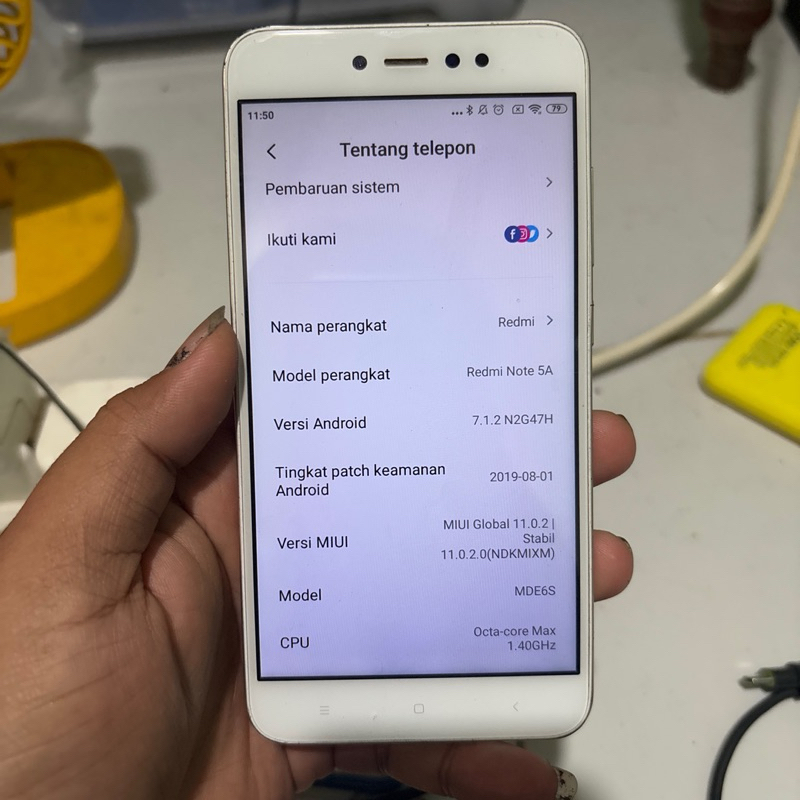 Redmi Note 5a Prime ram 3/32