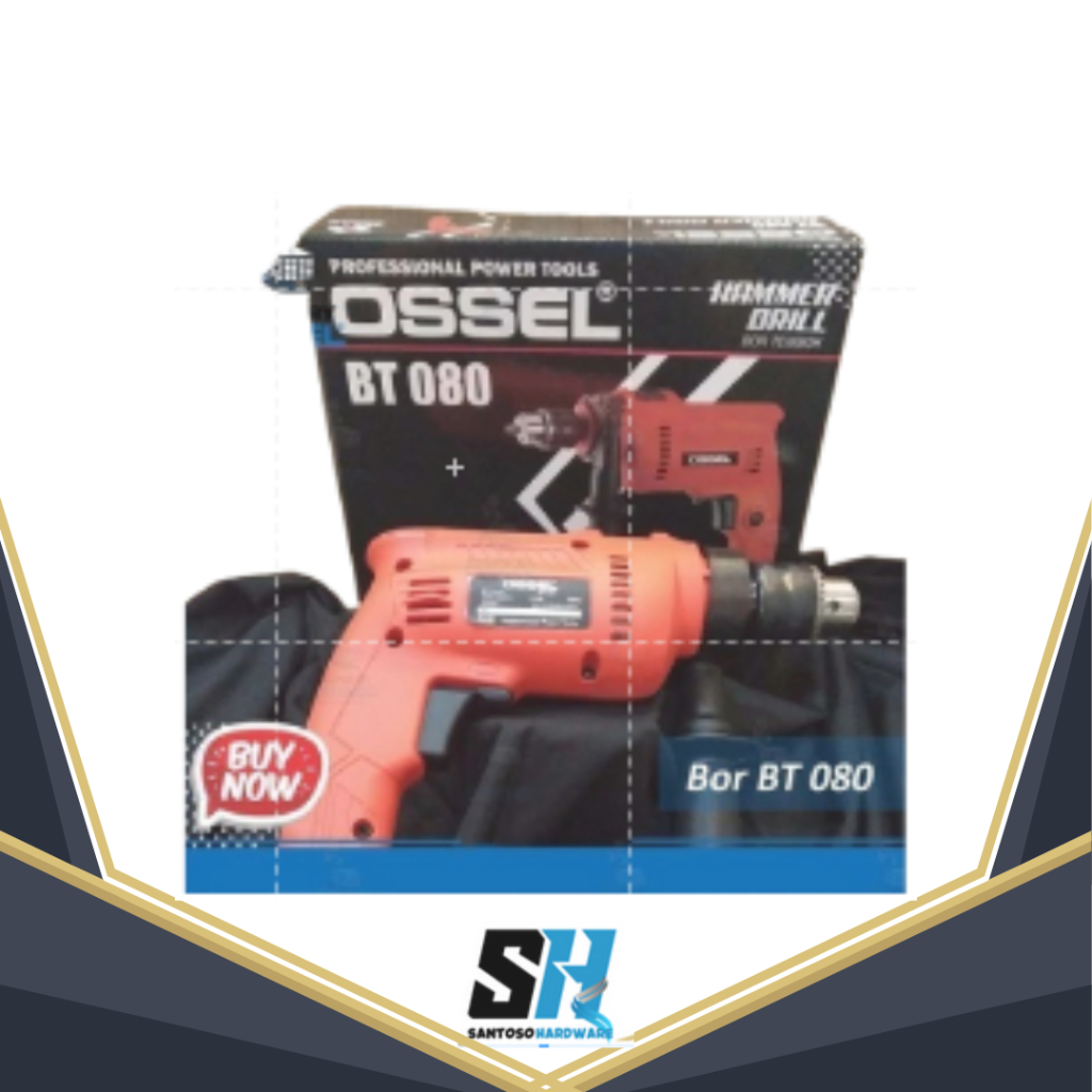 OSSEL - Paket Bor Listrik Elektrik BT 080 + 10 pcs Mata Obeng +/- ph1 65mm Ossel