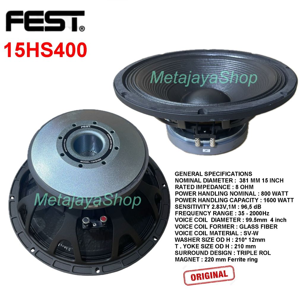 Component Speaker FEST Model 15HS400 Sub 15 Inch