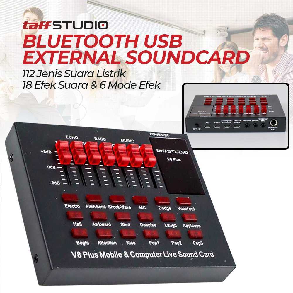 TaffSTUDIO Sound Card Bluetooth USB External Live Mic Headset - V8S - V8 - V8 Plus - V8 Pro