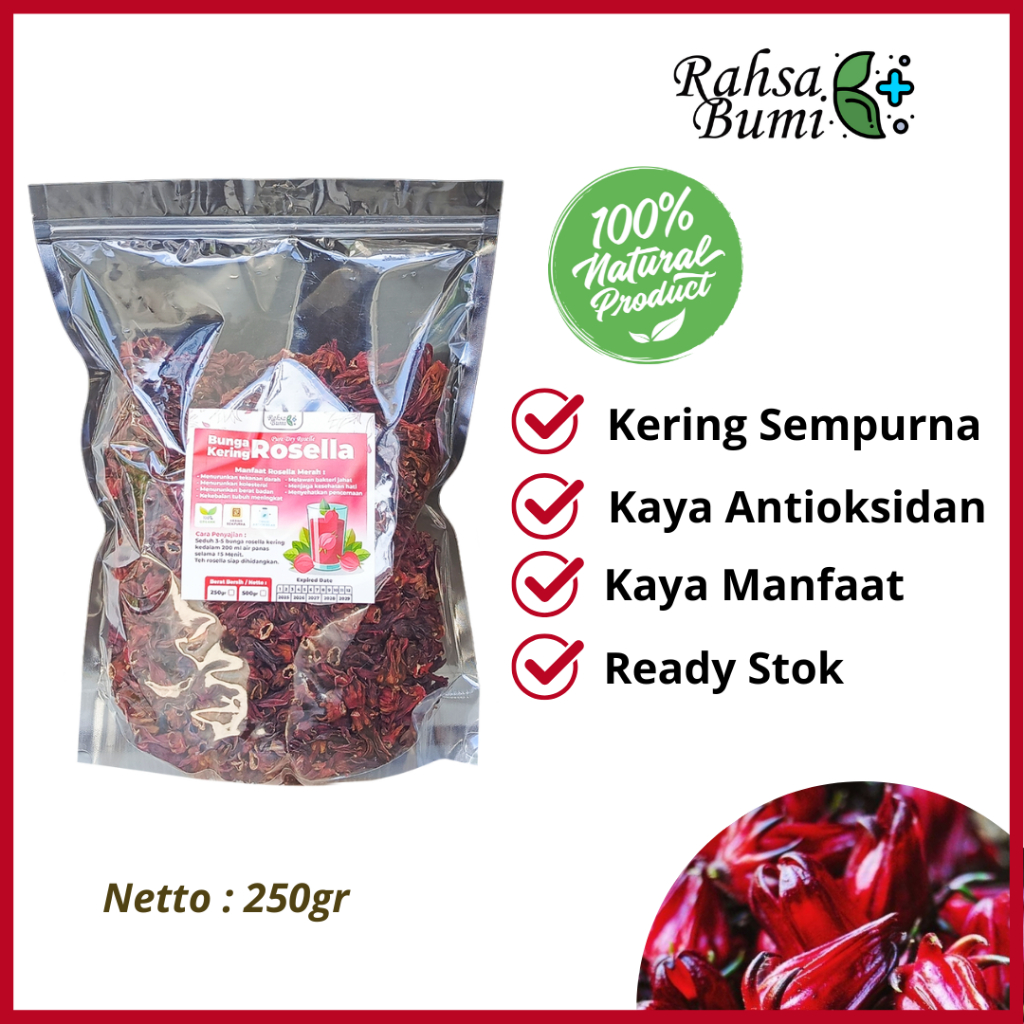

Bunga Rosella Merah Kering 250gr - Minuman Teh Herbal Diet Turunkan BB, Kolesterol, Hipertensi