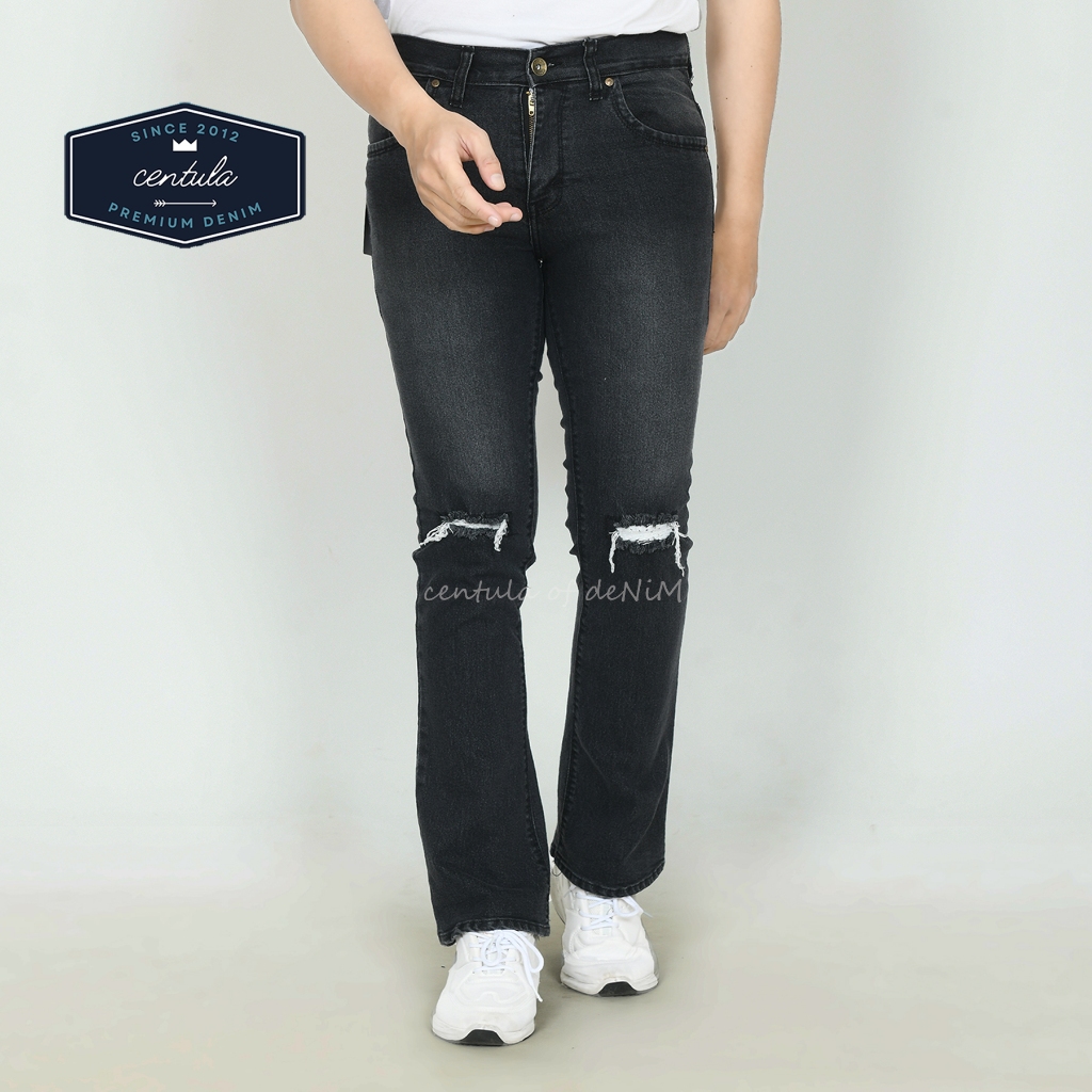 Celana Jeans Pria Cutbray Sobek Panjang  Blackjeass Terbaru Bahan  Bajatex Original Distro Terlaris