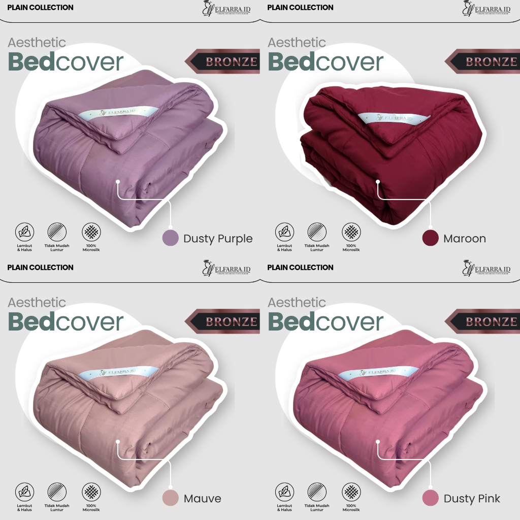 ELFARRA | Selimut Polos | Bedcover 180x220 Plain | Bed Cover Polos | Bedcover ONLY