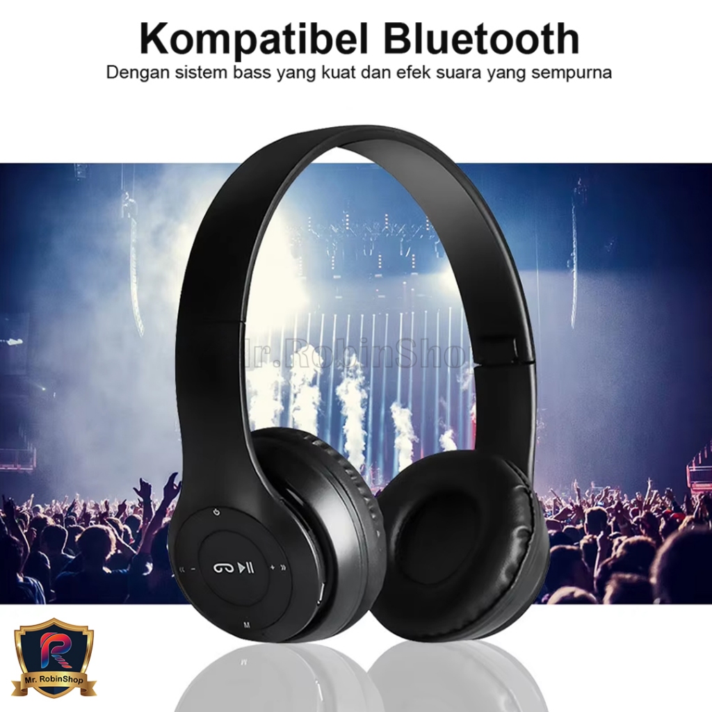 Big Promo Headphone Bluetooth P47 Headset Bando Gaming Lipat Wireless Audio Stereo Super Bass 5.0