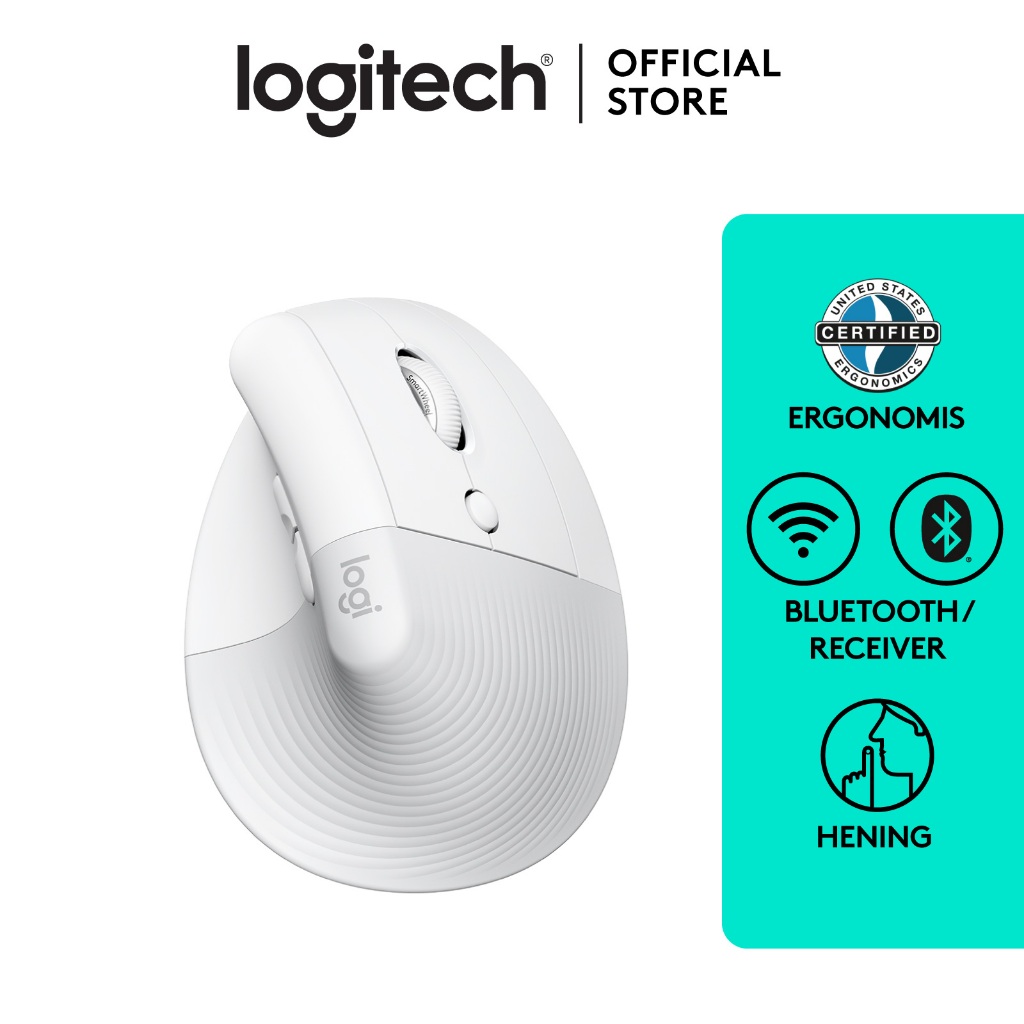Logitech LIFT Mouse Ergonomic Vertical Wireless Bluetooth Silent - Off White