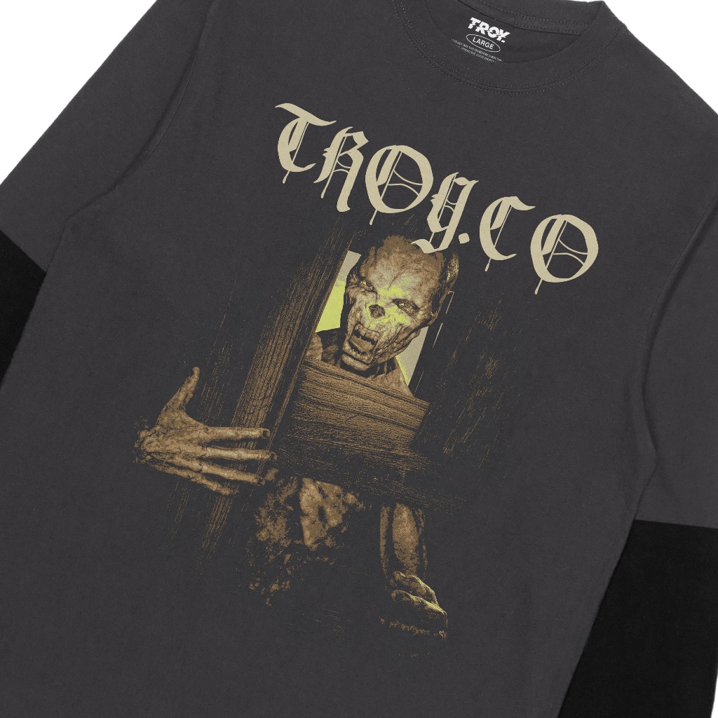Troy Company Double Sleeve Longsleeve Tshirt Dark Grey Locked Zombie DS 2933
