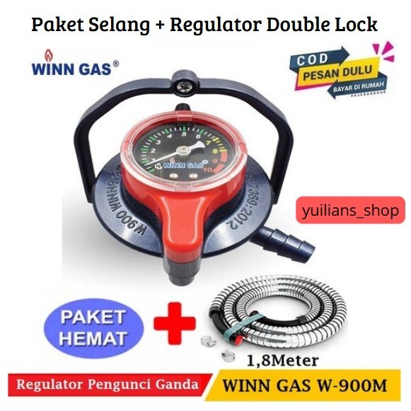 Paket Regulator Kompor Gas Pengunci Ganda (DOUBLE LOCK) | Paket [SELANG + REGULATOR]